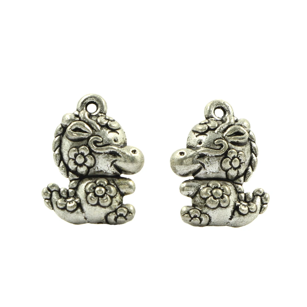Cute Little Dinosaur Charms Pendant Tibetan Silver Metal Jewelry Findings Accessories For Making DIY Necklace Earring 6pcs