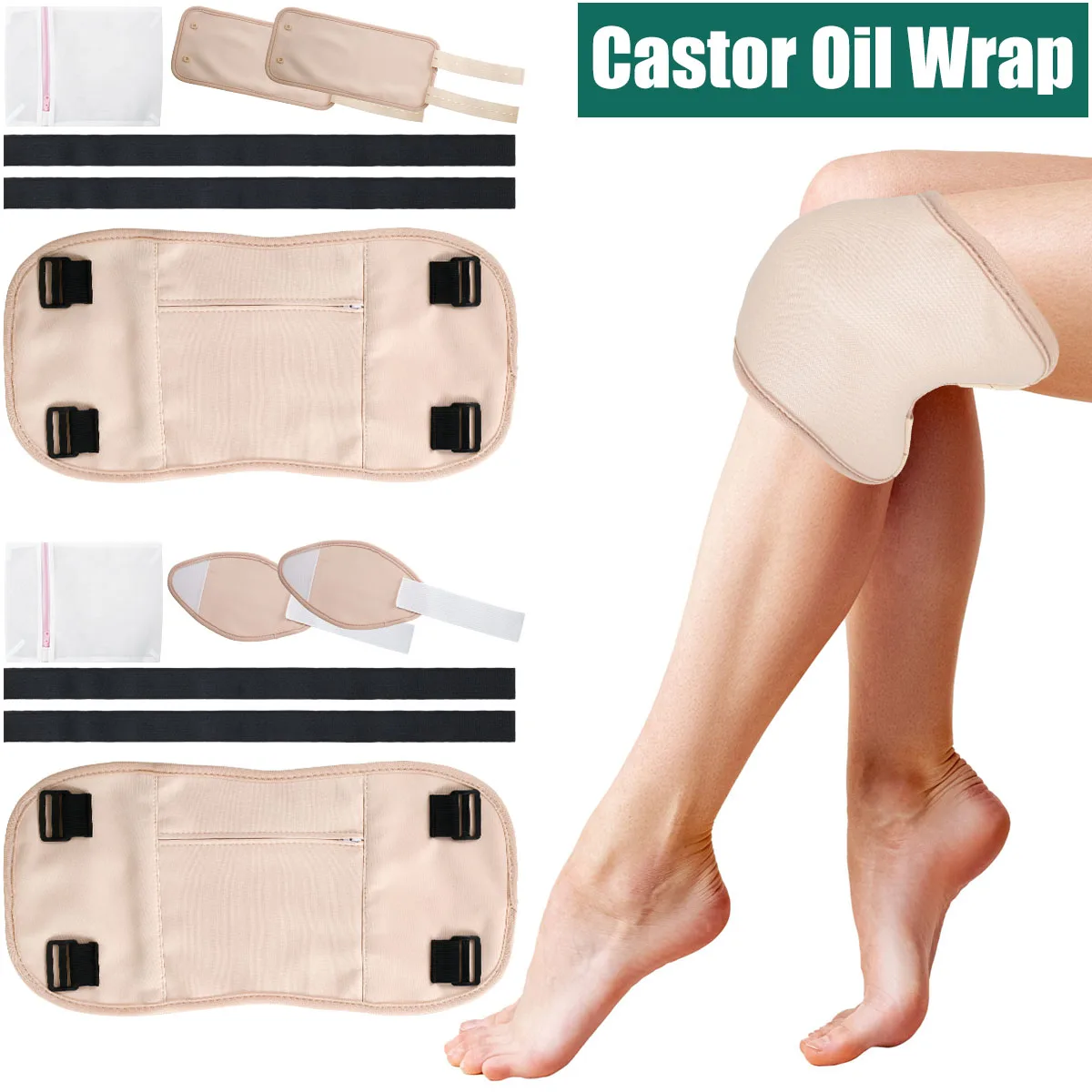 3Pcs Waist Leg Oil Pack Set Washable Reusable Essential Oil Wrap Mess-Free Oil Pack Wrap with Removable Elastic Straps Soft