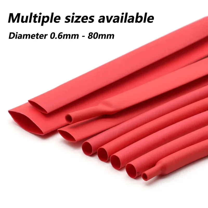 0.6 ~ 80 مللي متر 2:1 الحرارة يتقلص أنبوب سلك إصلاح لتقوم بها بنفسك كابل البولي أوليفين حامي أنابيب الانكماش الحراري معزول كم التفاف القطر الأحمر