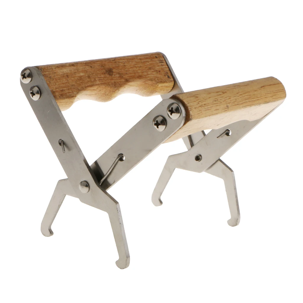 Hive Frame Lifter Beekeeping Tool Multifunction Wooden Handle Stainless Steel Frame Gripper for Beekeeper