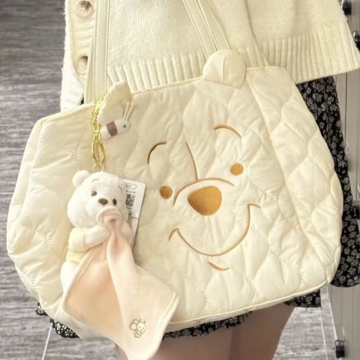 Disney Winnie the Pooh Cute Cartoon Tote Bag Kawaii Handbags Lovely Periphery Single Shoulder Bag High-Capacity Adorkable Gifts