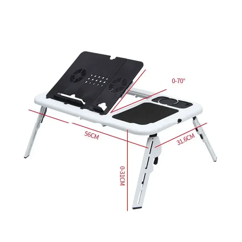 Portable Folding Adjustable Laptop Table with USB Studying Reading Gaming Small Stand Table Desk Cooling Fan for Bed Workbench