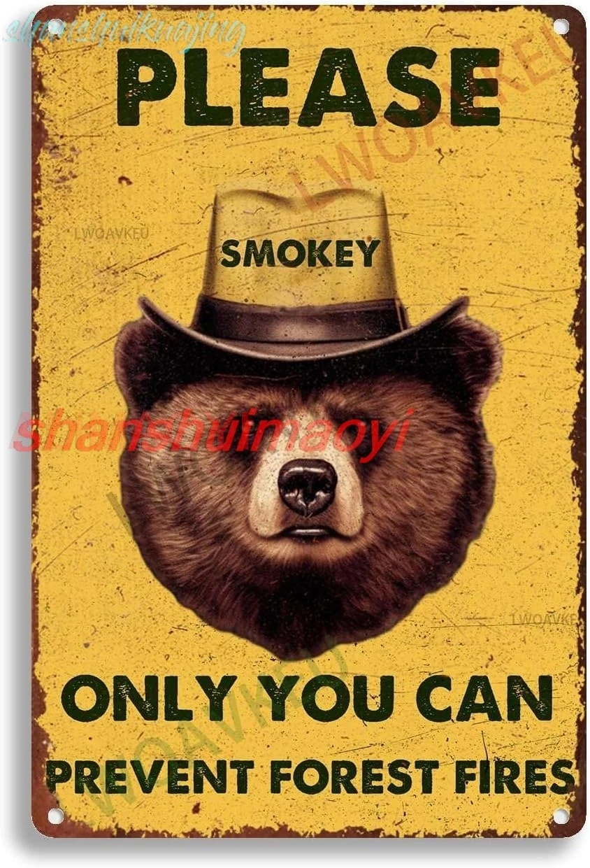 Aluminum Vintage Metal Tin Signs Please Smokey Only You Can Prevent Forest Fires For Wall Decor For Home Cafes Office Store sign