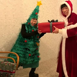 Christmas Tree Cosplay Jumpsuit Holiday Party Funny Costumes Halloween Performance Prank Santa Claus Xmas Ornament Gift Present