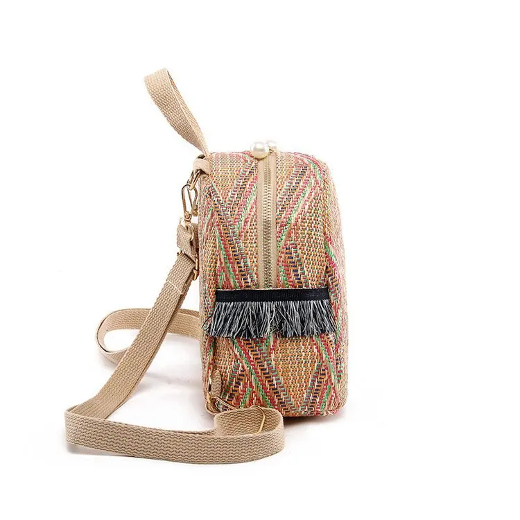 2021 Fashion New Straw Braided Ethnic Style Hand-woven Personalized Diagonal Backpack