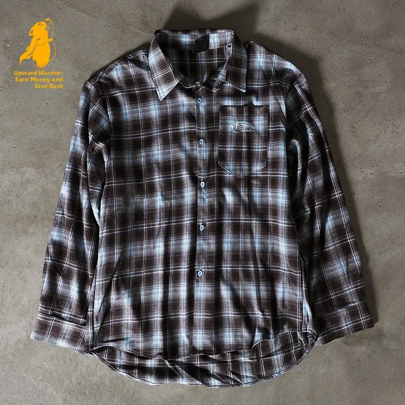 American Retro Plaid Long Sleeve Casual Shirt Men's Spring Women's Outerwear Charitable Fundraising Upward Hero Jacket