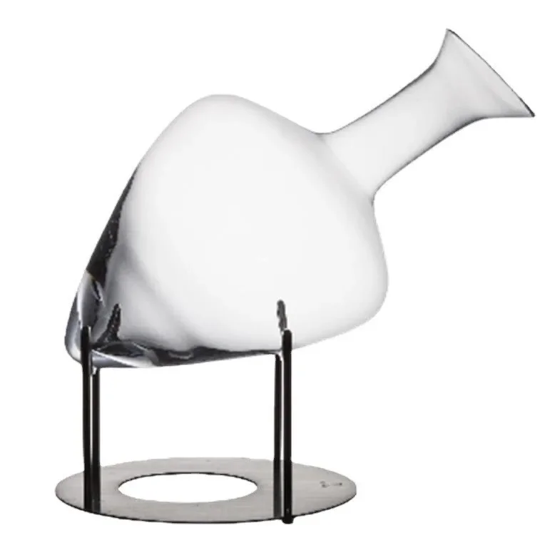 Modern simple light luxury glass crystal red wine decanter metal bracket