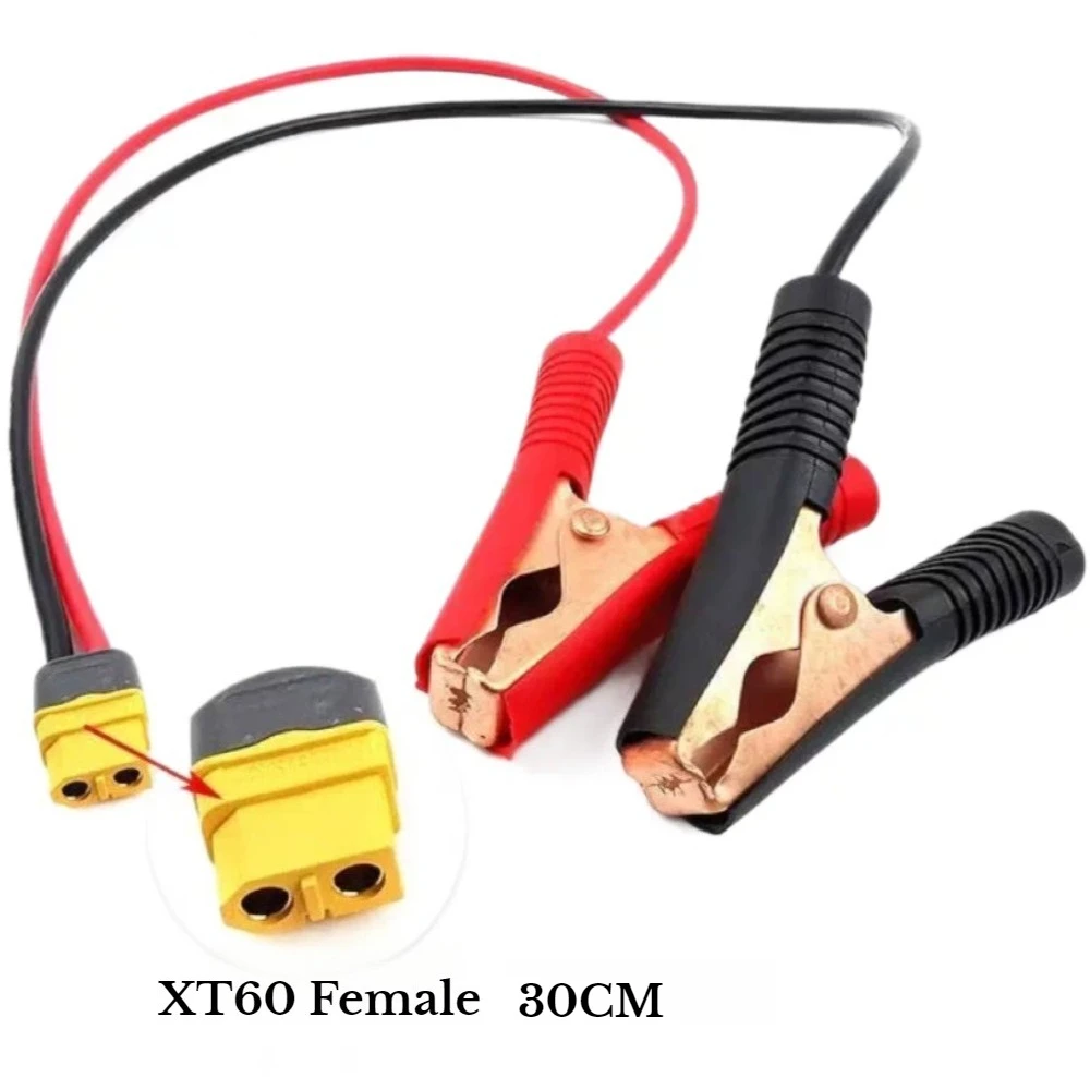 XT60 Male Female To Alligator Clip Charging Cable 12AWG Silicone Wire Portable Emergency Jumper Cable for Power Station