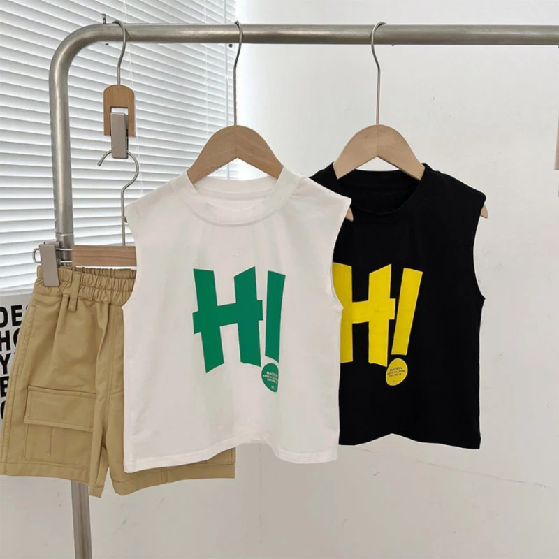 

Cotton Boys And Girls Vest Summer New Baby Sleeveless T-Shirt Casual Children'S Top Fashion Trend Children'S Clothing For 2-7Y
