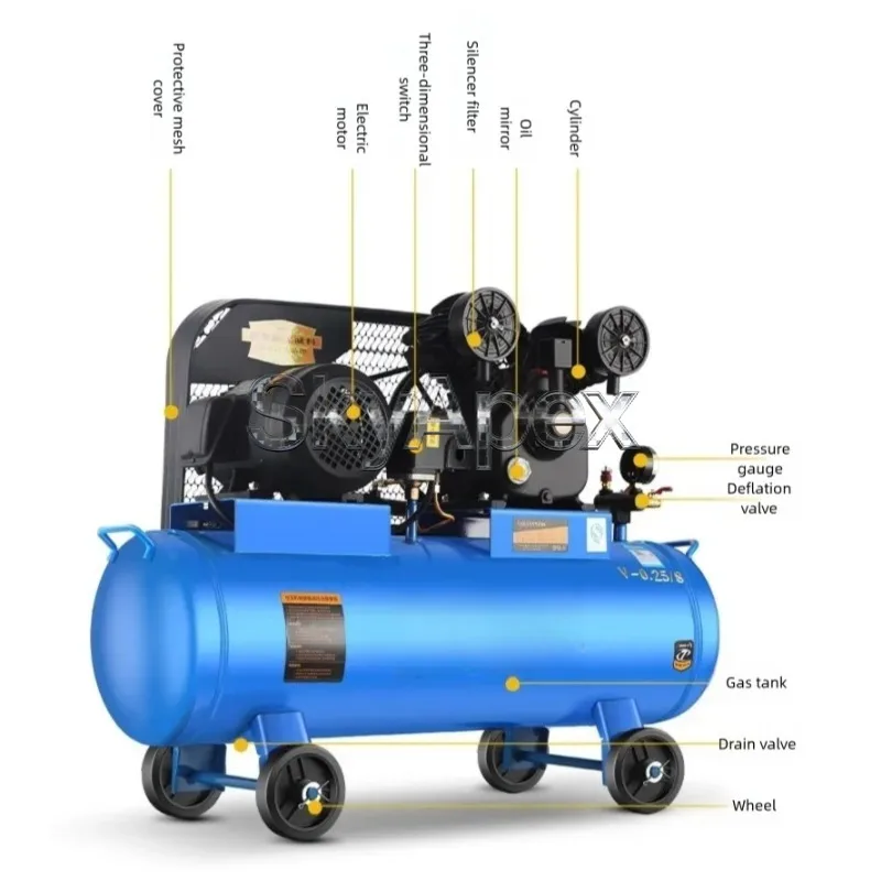Piston Belt Drive Air Compressor Industrial Large Auto Repair Home Decoration Paint Spray Industry-Specific Equipment