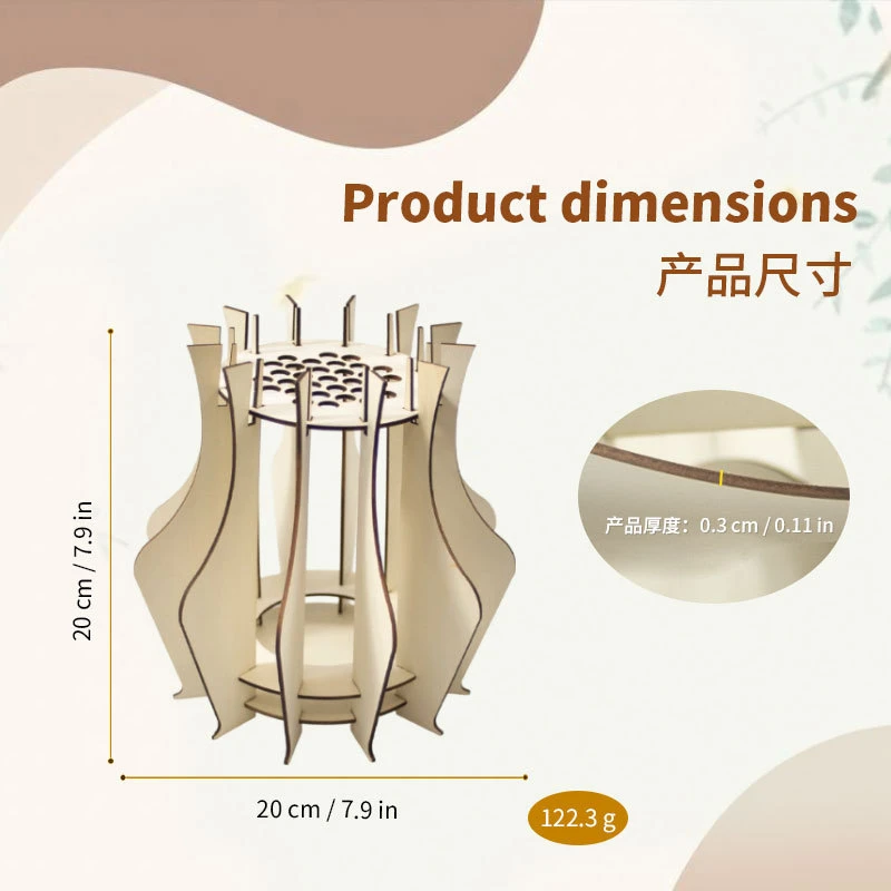 Unique 3D Wooden Puzzle Vase Assemble Kit DIY Craft DIY Flower Vase Tabletop Decor Display Stand Bouquet Vase Flower Arrangement