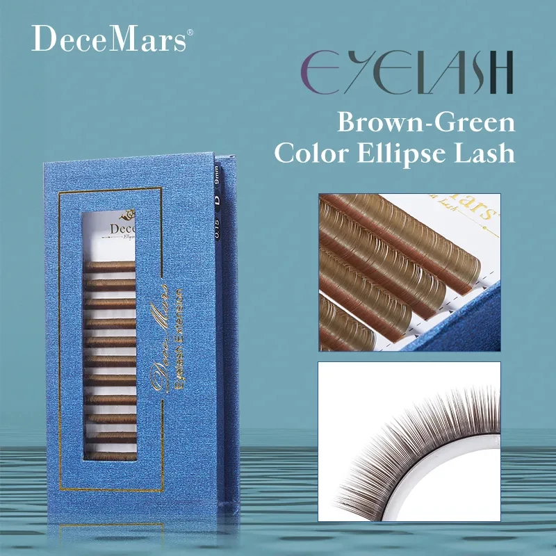 Extension de cils plats Ellipse de couleur vert-marron DeceMars