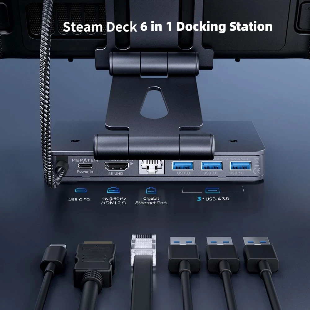 Dock per piattaforma a vapore, Docking Station per piattaforma a vapore 6 in 1 con HDMI 2.0 4K @ 60Hz, Gadget per Base per piattaforma a vapore, accessori per piattaforma a vapore