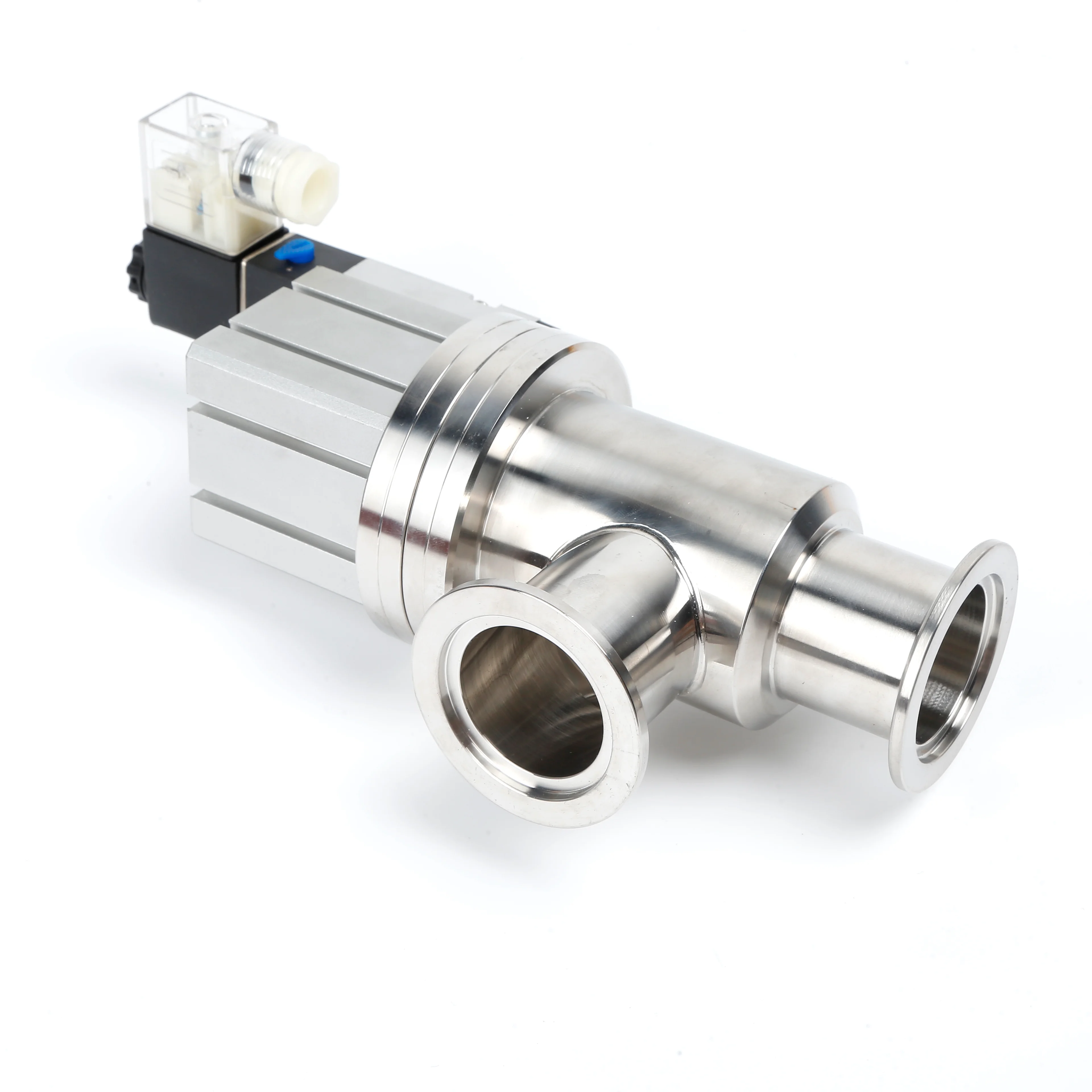 SAP SS304 NW Flanges Pneumatic Valves DC24V AC220V Double-acting L-shaped Pneumatic Angle Valves High Vacuum Bellow sealed