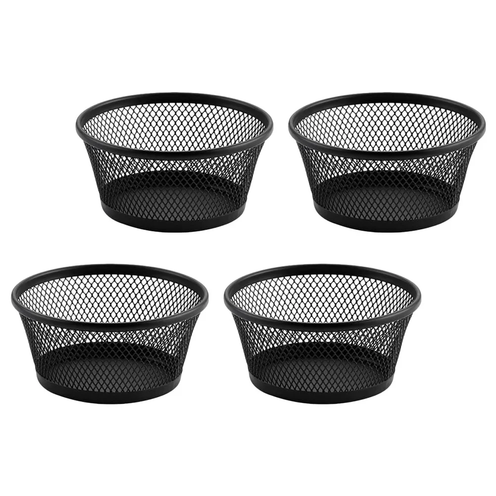 4 Pcs Desk Paper Clip Holder Stationery Storage Box Organizer Holders for School Mesh Black Binder Office Desks