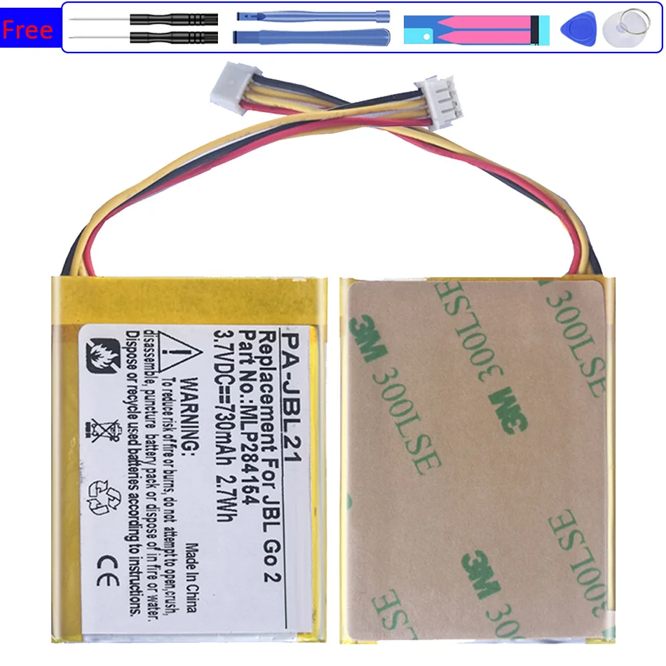 730mAh MLP284154 Replacement Battery for JBL Go 2 2h Go2 2h Go2h Go 2-2h G02 1ICP3/41/54 MP3 Audio Speaker Bateria Batterij AKKU