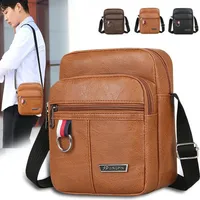 PU Leather Men's Bag Casual New Large Capacity Waterproof Handbag Brown Black Shoulder Messenger Bags Outdoor