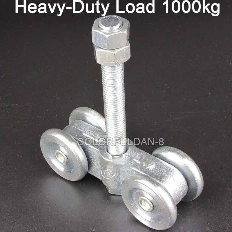 4PCS Heavy Duty Sliding Door Rollers Industrial Steel Rail Hanging Trolley Wheels Warehouse Track Bearing Pulleys Loading 1000KG