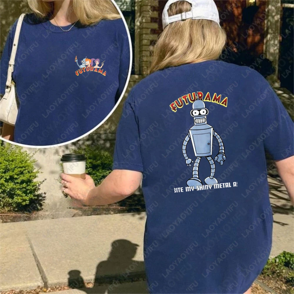 

Futurama Robot Design Unisex Cotton T-Shirt Summer Casual Wear For Men And Women Pop Culture Graphic Tee Fashion Trendy Outfit