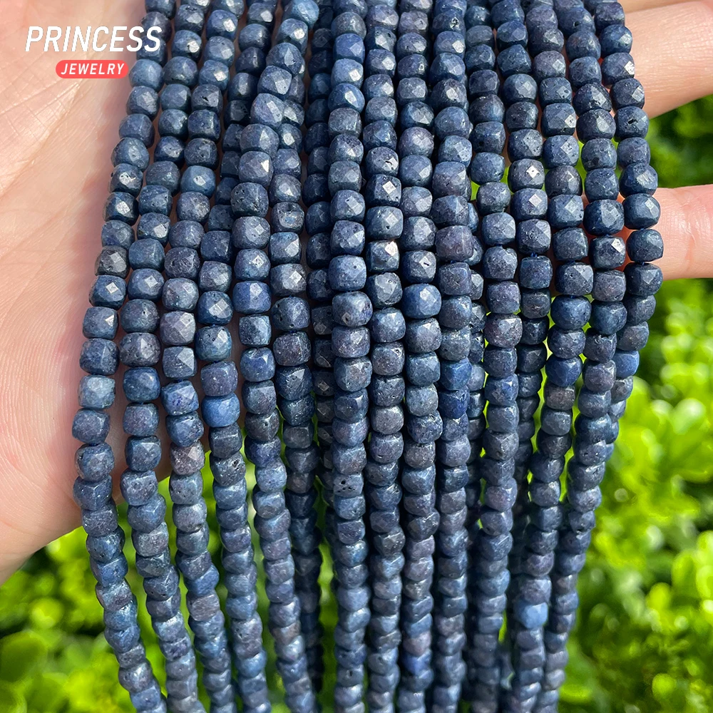 

A++ Natural 4mm Sapphire Cube Faceted Beads Loose Gemstone Beads for Jewelry Making Wholesale Beads DIY Accessories