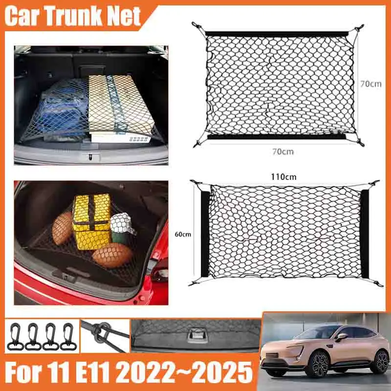 Car Accessories For Avatr 11 E11 2022 2023 2024 2025 Car Trunk Net Boot Luggage Mesh Hook Nylon Bag Storage Auto Rear Back Cargo