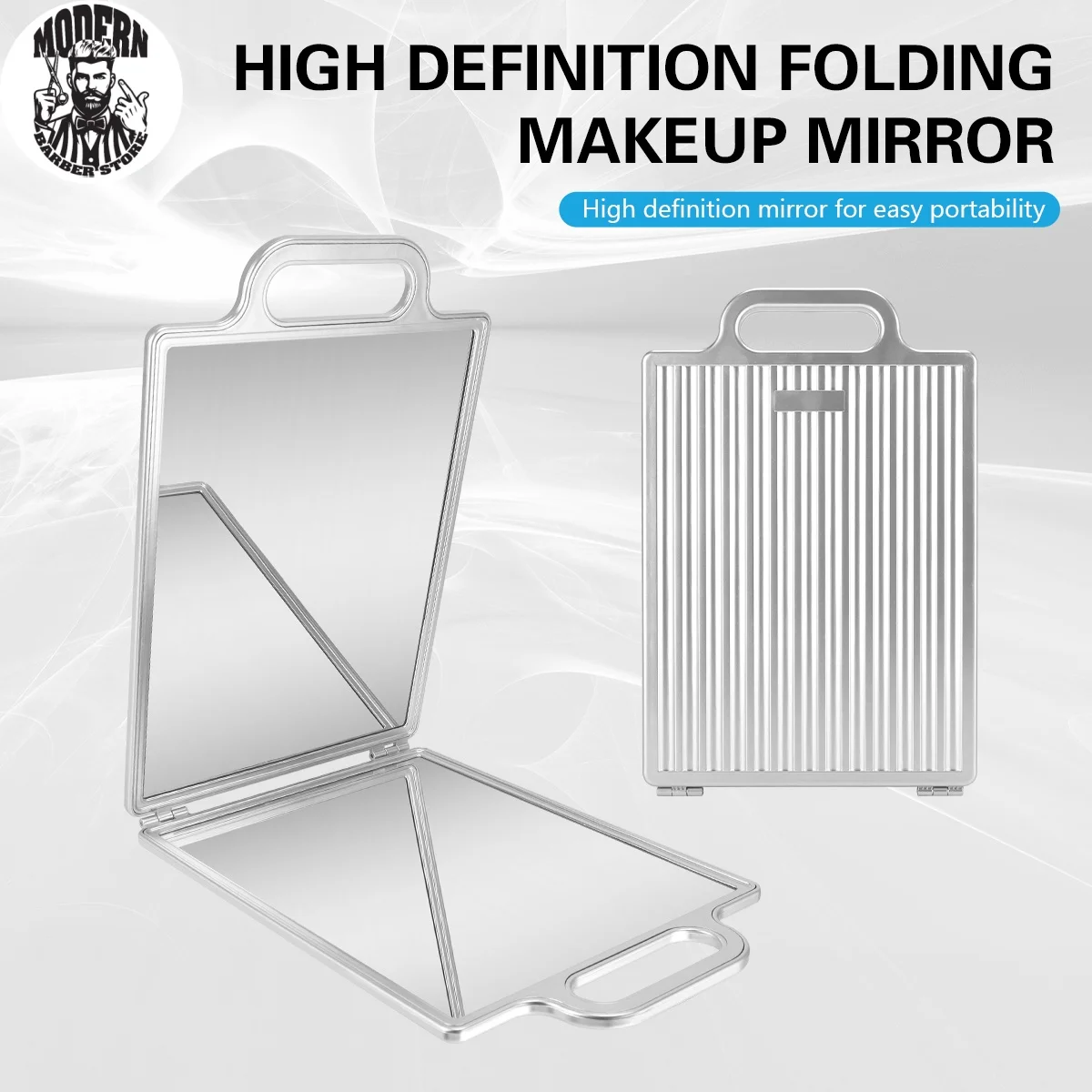 Professional Double Side Foldable Barbershop Hand Mirror Makeup Vanity Mirror Handheld Salo Home Barbers Styling Mirror Tools