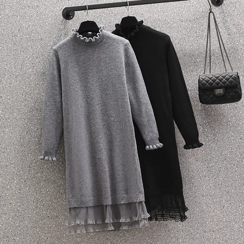 Stylish Thick Turtleneck Long Twisted Knitted Jumper Dress Women Winter Warm Loose Straight Sweater Vestidos Femme Women Outfits