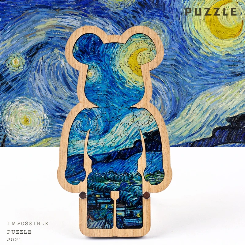 Violent Bear Van Gogh's Starry Night Puzzle - Brain-Burning Puzzle with Alien-Shaped Pieces Game Master Edition Popular onTikTok