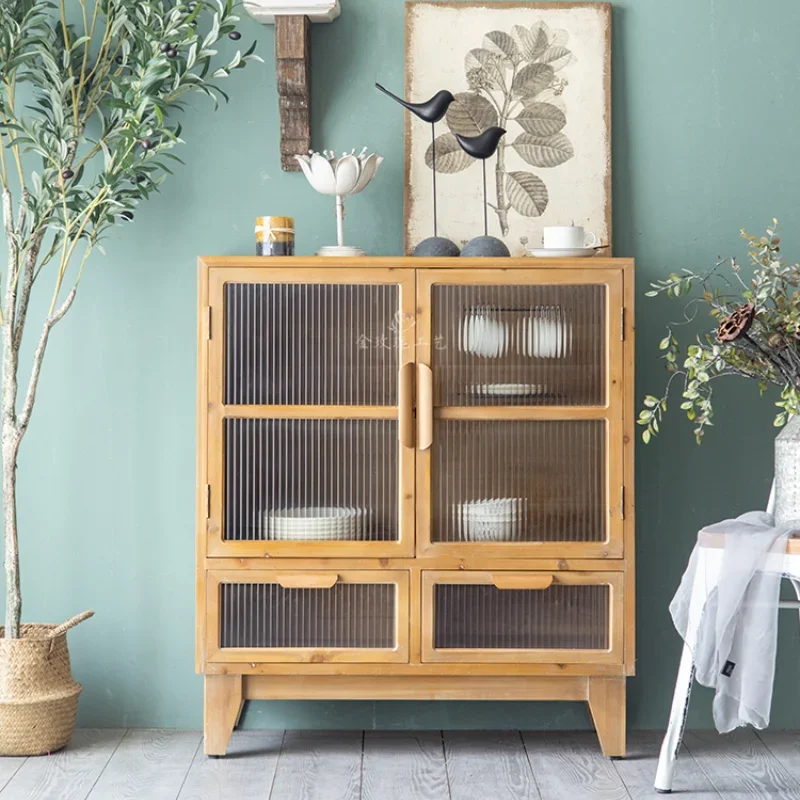 

American restaurant retro solid wood cabinet living room and hotel decorative side cabinet bedroom desk lockers