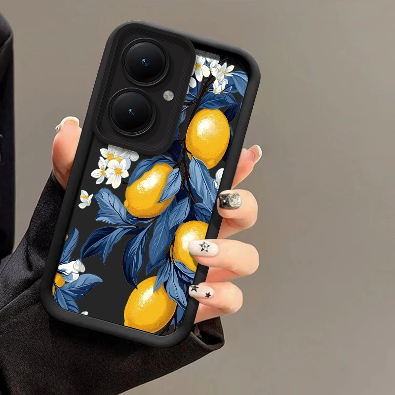 حافظة لهاتف فيفو Y35 Y30G Y28 Y38 5G Y36 Y21S Y21A Y27S Y22 Y22S Y33S Y31 2021 غطاء نمط زهرة الليمون مقاوم للصدمات #5