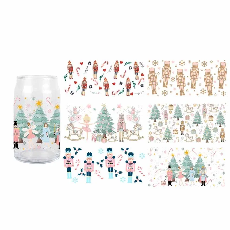 

Christmas Puppet Tree UV DTF Transfer Sticekr For Wraps Cup 16 OZ Glass Cup Waterproof Scratch Sticker