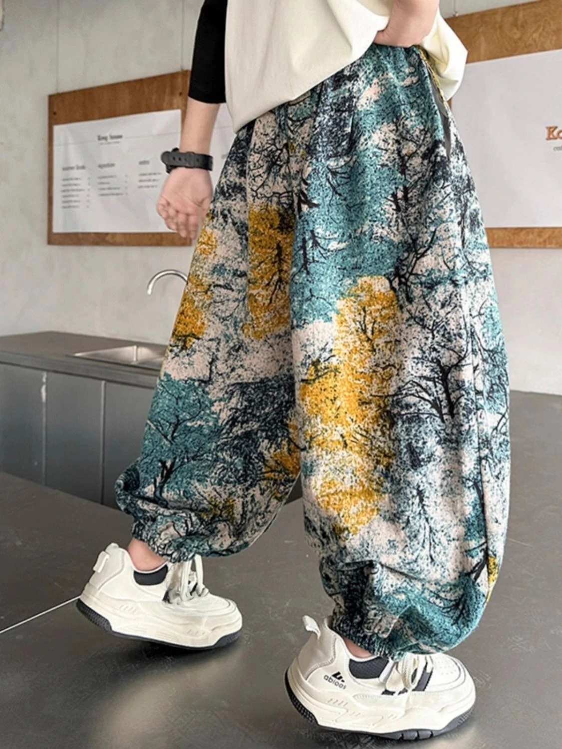 Boys Summer Mosquito Pants Korean Style Harem Pants Lightweight Loose Casual Trousers Fashion Print