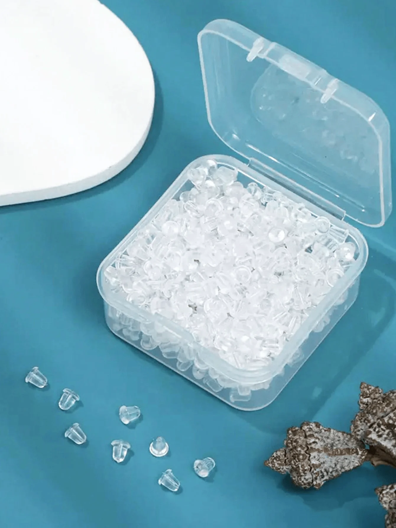 

300/500/1000 шт. силиконовые прозрачные заглушки для серег, противоскользящие фиксаторы для серег с коробкой для хранения, аксессуары для ежедневного ношения, ювелирные принадлежности для женщин