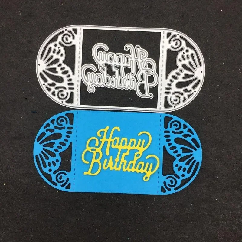 Cut Die Design Happy Birthday Greeting Card Metal Cutting Die Stencil DIY
