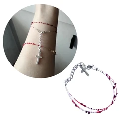 Handmade Blood Bead Bracelet Adjustable Bracelet with Pendant for Adult