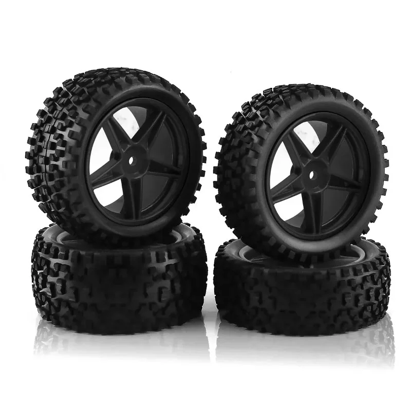 RS Wear-Resistant Off Road Tires Plastic Wheel Rim Rubber Tyre for 1:10 RC Car HSP 94107 94166 94106 94155 Tamiya Wltoys 144001