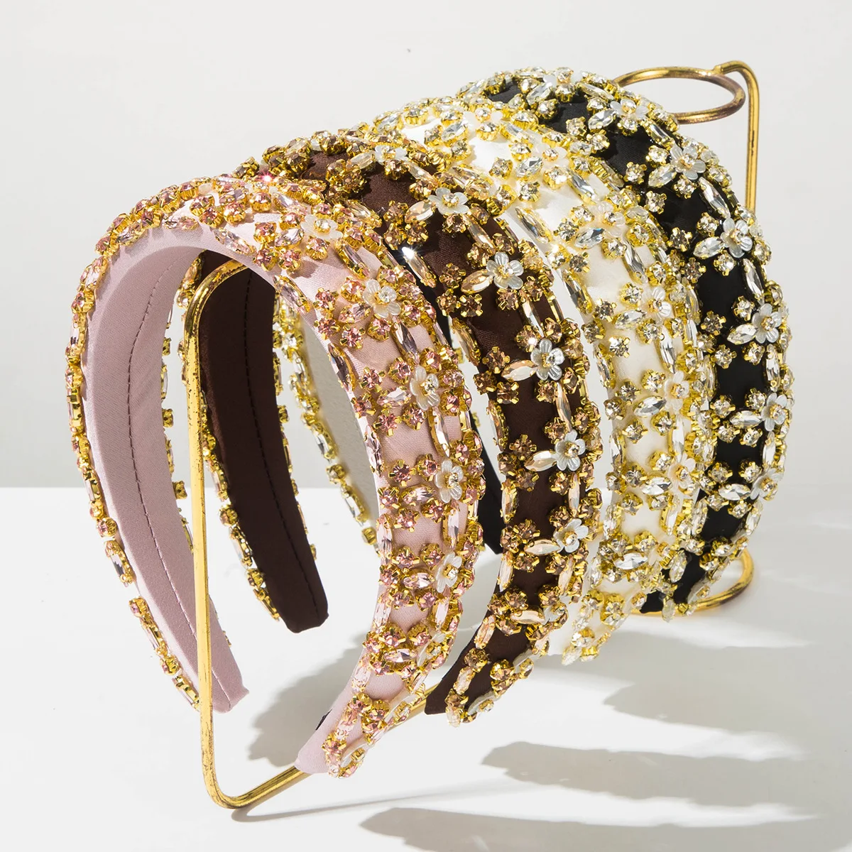 

Fashion Retro Full Diamond Flower Wide Sponge Headband for Women High-end Feel Party Hair Accessory