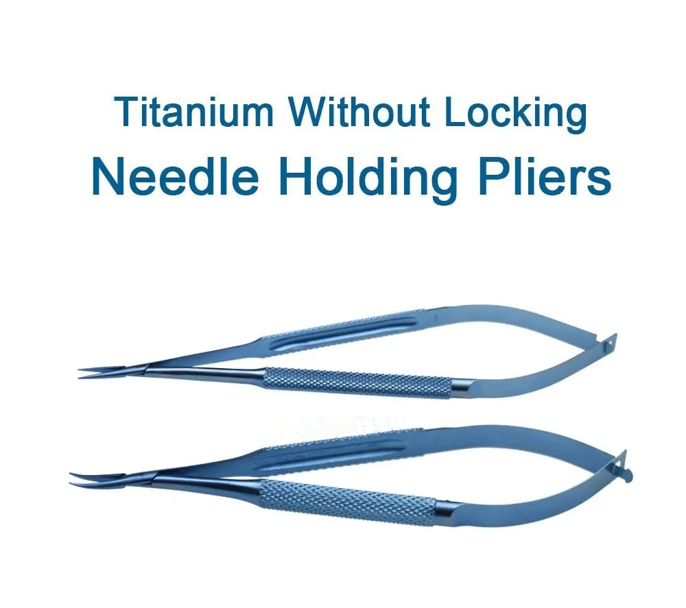1pcs Titanium 12cm-18cm Ophthalmic Needle Holder Needle Holding Pliers Without Lock Titanium Alloy Ophthalmic Instrument