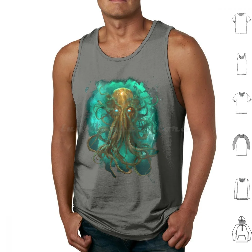 Cthulhu Tank Tops Print Cotton Cthulhu Cosmic Horror Eldritch Mythos Necronomicon Arkham Miskatonic Innsmouth