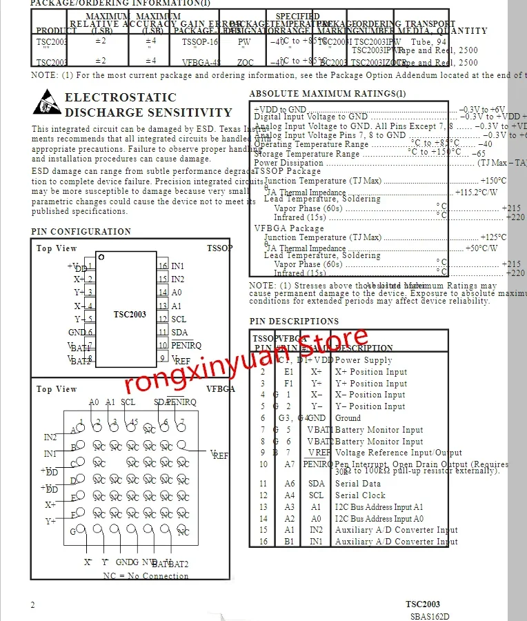 5 Buah/Lot TSC2003IPWR TSSOP-16 TSC2003I 2003I TSC2003IPW TSC2003 I2C Pengendali Layar Sentuh 100% Baru Asli