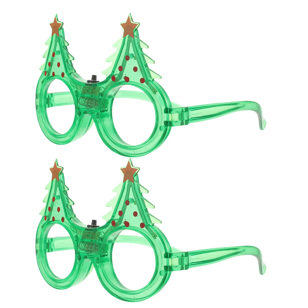 

2Pcs Christmas Tree Light Up Glasses Fun Holiday Costume Party Glasses Christmas Photo Booth Props Creative Festival Accessories