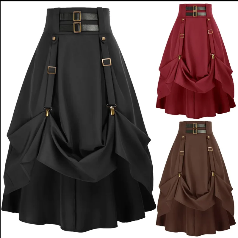 Women's Victorian Steam Punk Skirt Renaissance Gothic A-Line Midi Half-length Retro Fashion 2026 Style
