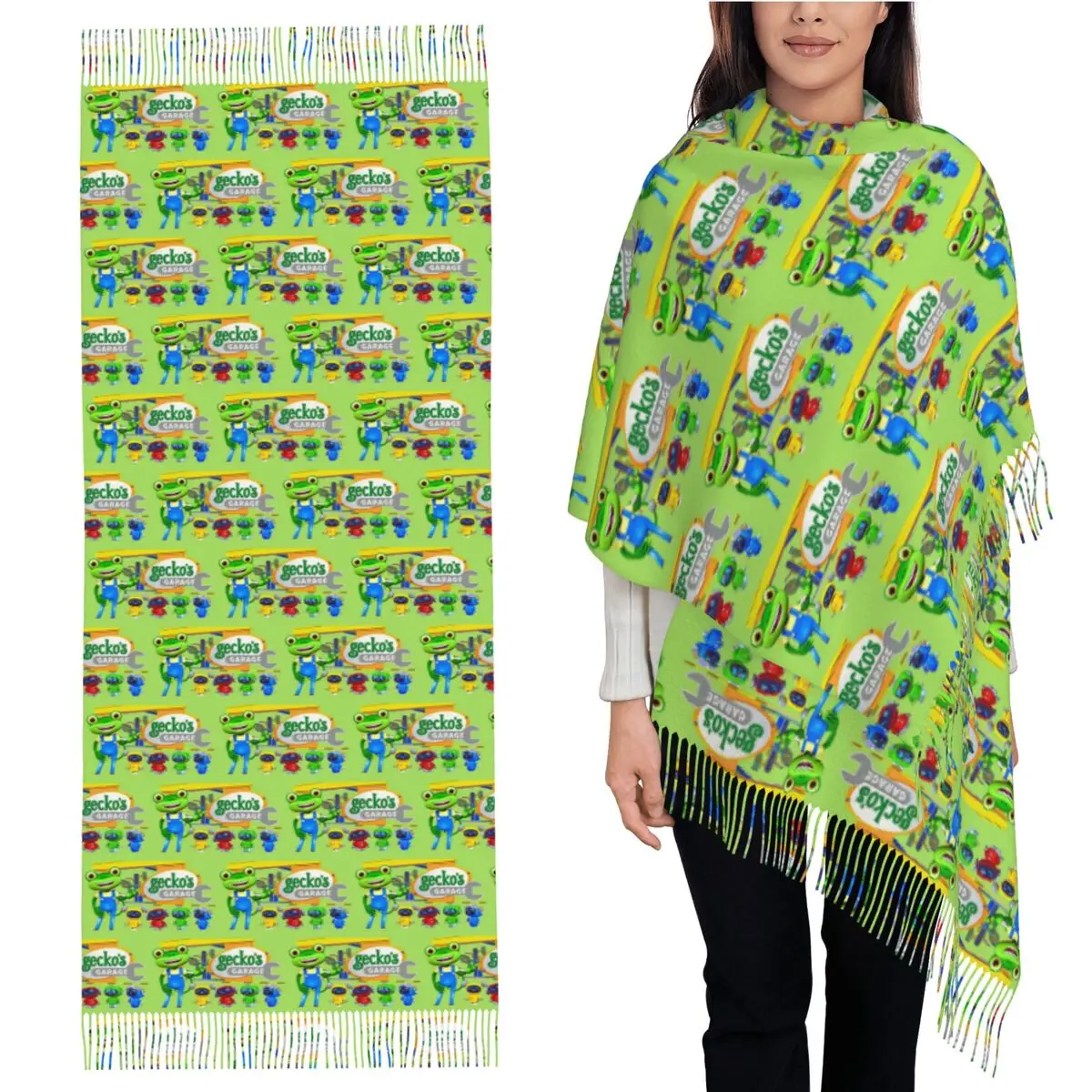 

Geckos Garage детский шарф с кисточками, женские мягкие теплые шали и накидки, длинная осенне-зимняя шаль