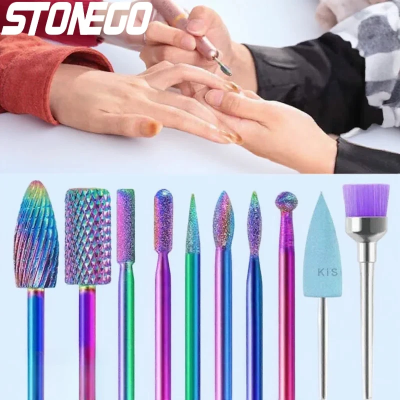 

10 шт., набор сверл для ногтей из карбида вольфрама, профессиональный маникюр, педикюр, домашний салон, инструменты для полировки ногтей для ухода за ногтями