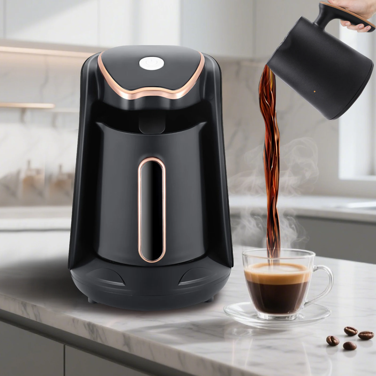 250ML Electric Turkish Greek Coffee Maker Automatic Turkish Coffee Maker Electric Turkish Coffee Pot for Coffee Tea & Milk