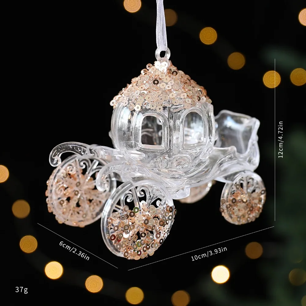 

Sparkling Snowflake Ice Strip Pendants Gold Sequin Ballet Girl Acrylic Christmas Tree Ornaments Elegant DIY