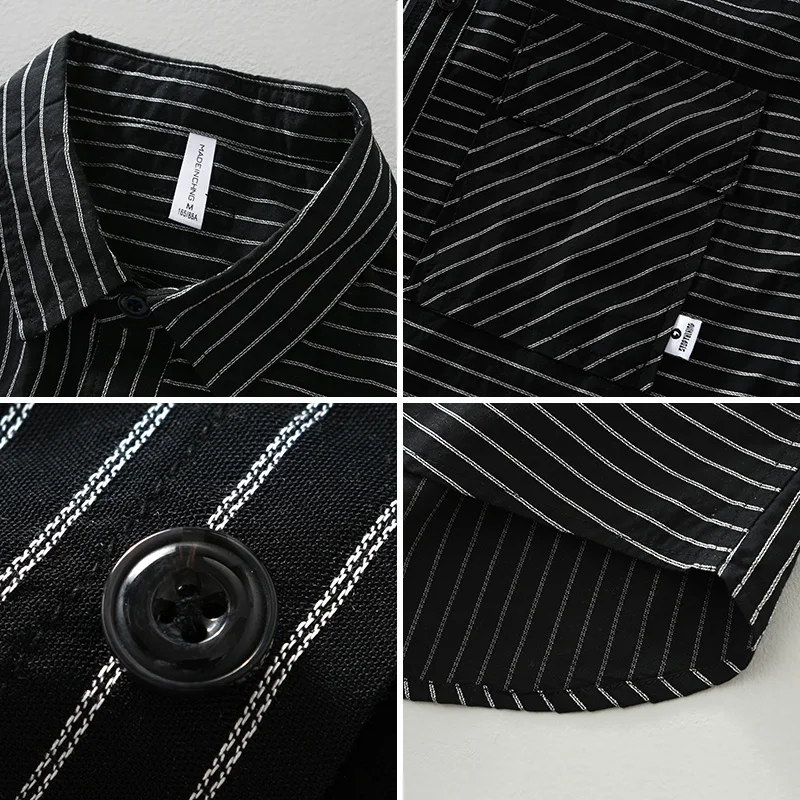 Liesel Casual Shirts for Men Fashion Striped Short Sleeve Shirt Man Large Size Button-up Shirt