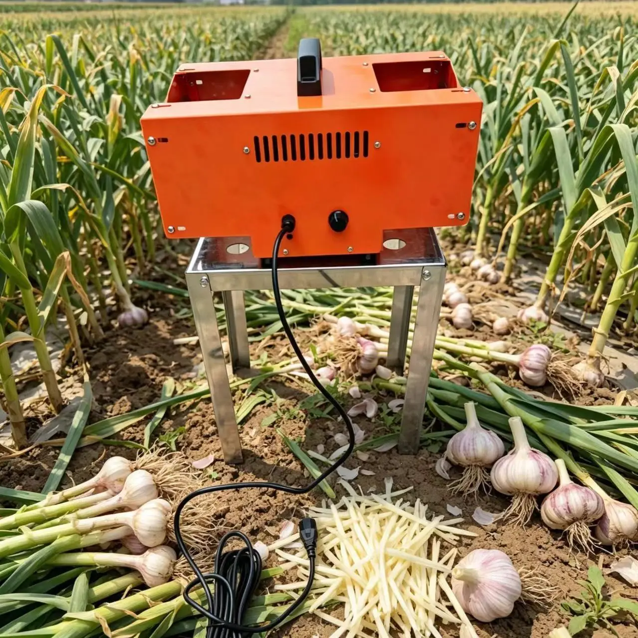 Electric garlic shearing, cutting rod cutting machine, root removal rod beard all-in-one machine, garlic root seed