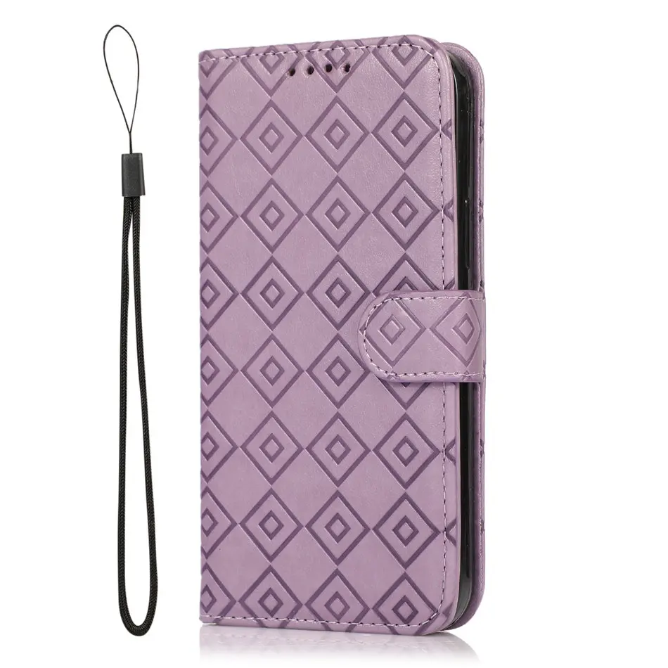 Cute Lattice Phone Case For Sony Xperia 1 5 10 ii iii L1 L2 L3 L4 XA1 Z6 E6 XZ1 XA2 XZ3 5ii Wallet Card Slots Leather Cover D24G