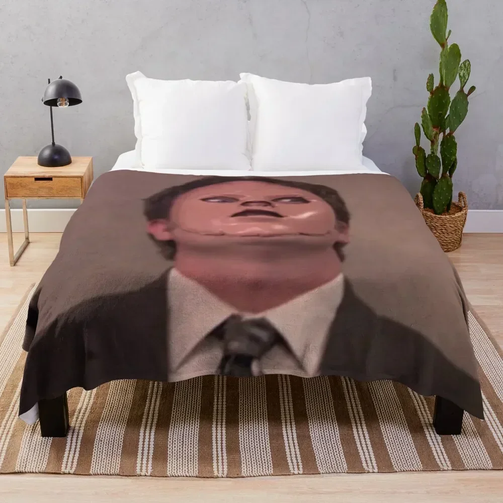 

Dwight with Mask - Meme Throw Blanket Fluffy Cozy Throw Blanket for Home Decor